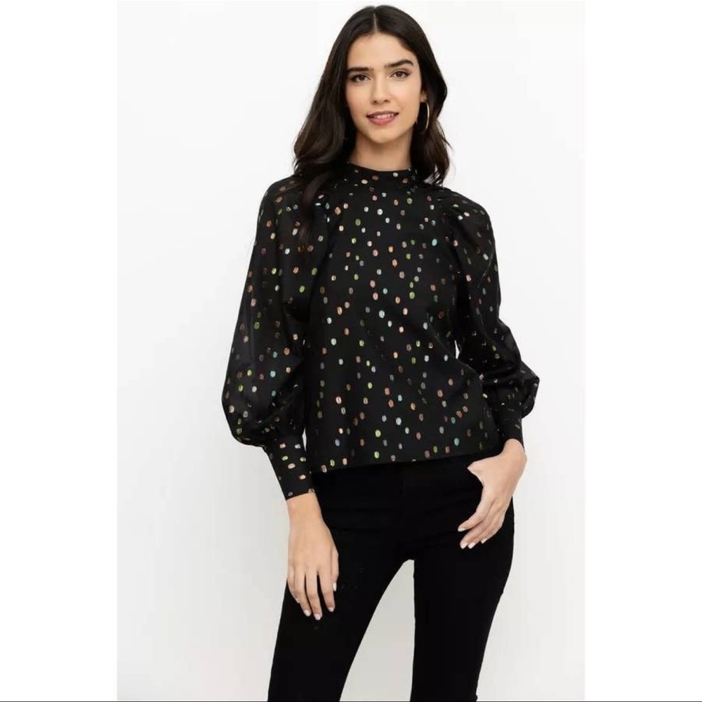 Yumi Kim All or Nothing Sheer Black & Polka Dot Blouse Size S